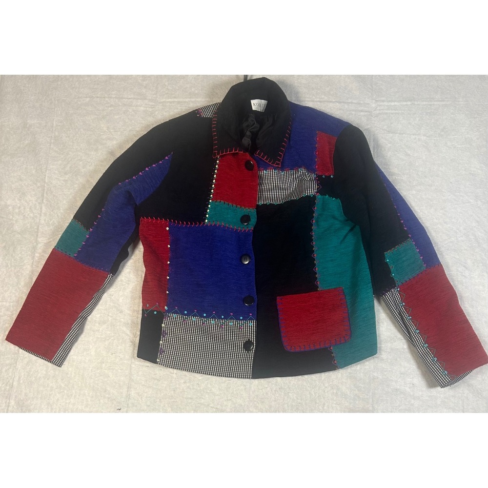 Koret Patchwork Blazer Jacket Colorful Geometric … - image 1